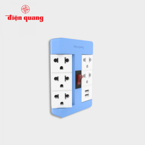 Ổ cắm Xoay 90° Điện Quang ESK RT 53PW 2USB (5 lỗ 3 chấu, 2USB, màu hồng trắng) (Sao chép)