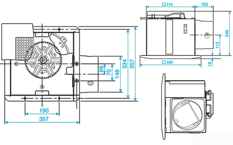 Quạt hút âm trần 2 tốc độ 45W Panasonic FV-32CH9 1 Quạt hút gắn trần 2 cấp tốc độ FV – 32CH9
