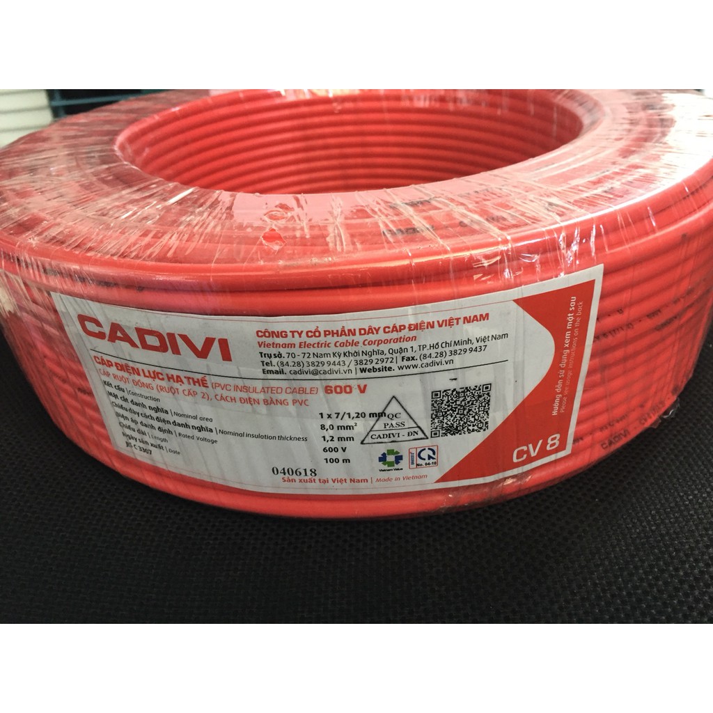 Dây cáp đơn mềm CV-Cu/PVC Cadivi 450/750V CV 1.0 1 26bb2612aca6889e9d67f551963c51b5