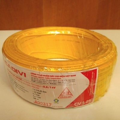 Dây cáp đơn mềm CV-Cu/PVC Cadivi 450/750V CV 1.25 1 Day Dien Cv 125 Vang Cadivi