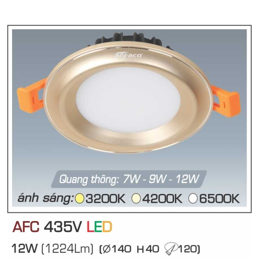 Đèn Downlight âm trần Anfaco AFC 435V 12W 1C 1 đèn Downlight Am Tran Anfaco Afc 435v 12w 1c