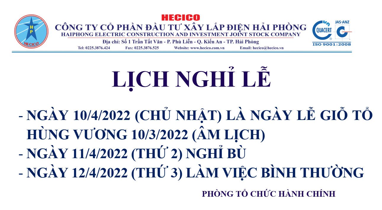 Lịch Nghỉ Giỗ Tổ Năm 2022 Hecico