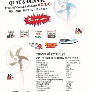 Quạt cây tích điện Honjianda HJD-FL416H