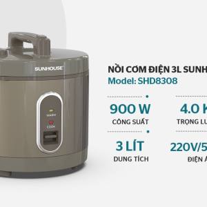 NỒI CƠM ĐIỆN 3L SUNHOUSE SHD8308 11 NỒI CƠM ĐIỆN 3L SUNHOUSE SHD8308