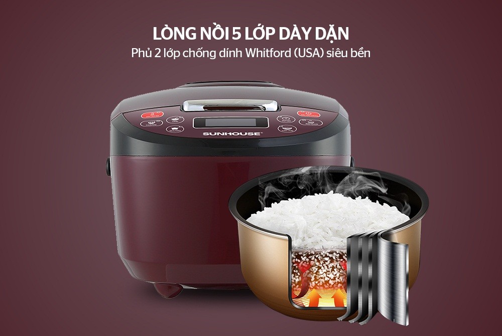 NỒI CƠM ĐIỆN TỬ 1.8L SUNHOUSE SHD8909 4 NỒI CƠM ĐIỆN TỬ 1.8L SUNHOUSE SHD8909 - Ảnh 4