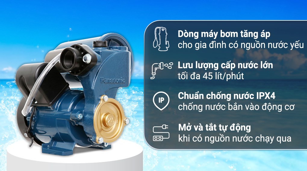 Máy bơm nước tăng áp Panasonic A-200JAK 200W 3 Máy bơm nước tăng áp Panasonic A-200JAK 200W - Ảnh 3