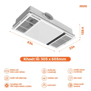 Quạt hút sưởi 5in1 có remote NBD2560 Nanoco
